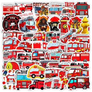 50 fire truck graffiti stickers car mobile phone hand Cup decorative stickers notebook hand account stickers waterproof wholesale