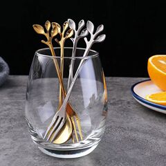 クロスボーダーステンレスコーヒースプーン攪拌スプーンクリエイティブ枝葉スプーンステンレスフォークデザートスプーン