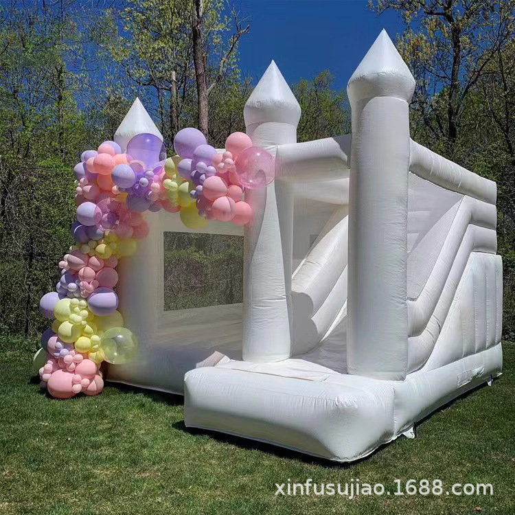 Directo de fábrica castillo inflable al aire libre gran trampolín estilo europeo blanco boda trampolín propuesta fotografía apoyos