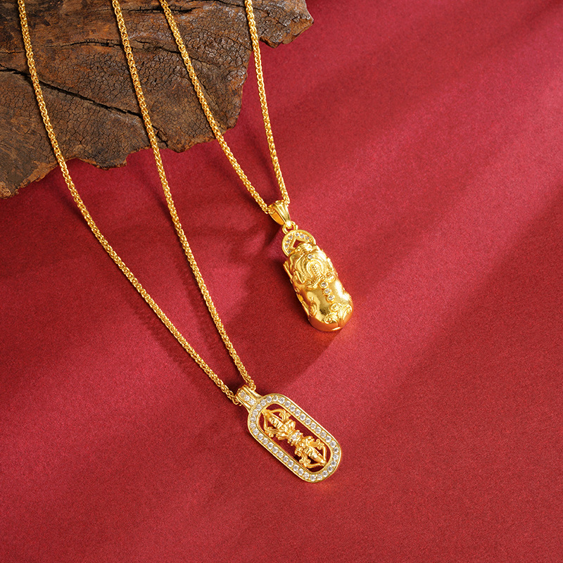 Vietnam Sha Jin Zhong engullir oro bestia oro colgante de palo de oro mujer Hulu Wei * nieve con el mismo collar Chopin no se desvanece