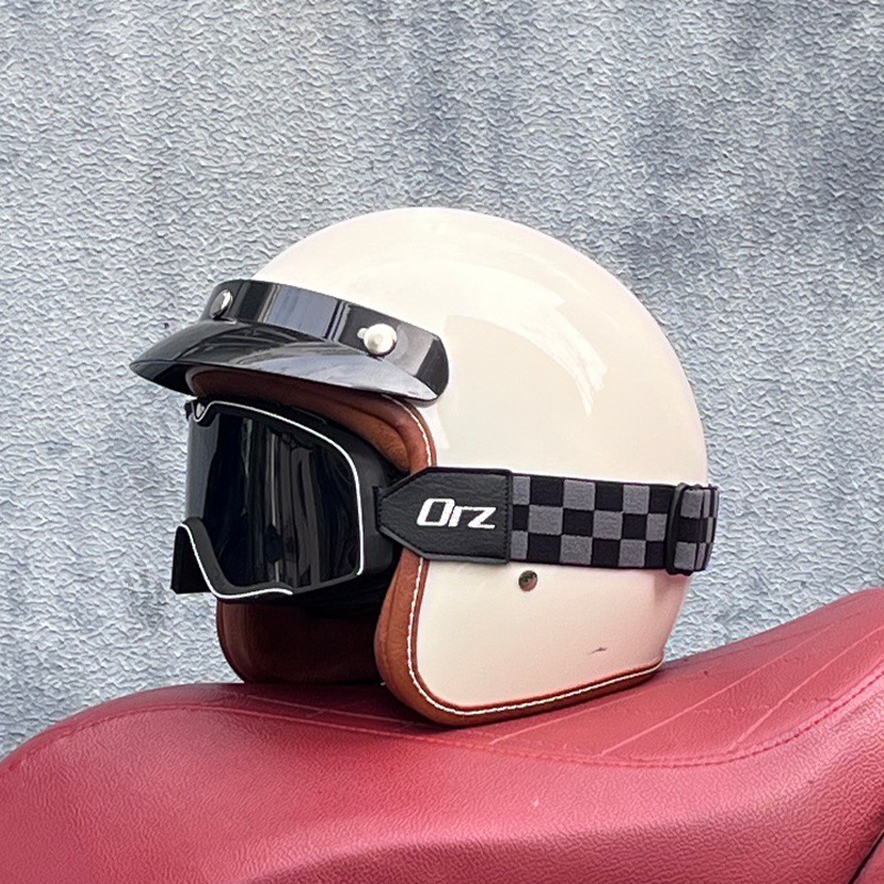 ORZ casco retro para hombres y mujeres certificado 3C motocicleta eléctrica 3/4 casco medio casco cuatro estaciones personalidad universal pareja