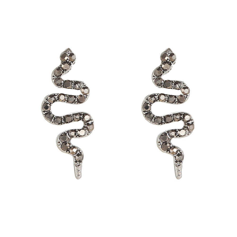 European And American Diamond-studded Snake-shaped Earrings Geometric Metal Zodiac Snake Element Earrings display picture 2