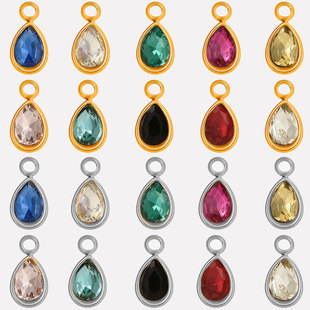 304 Stainless Steel French Simple Water Drop Pendant Glass Grab Diamond Exquisite Necklace DIY Jewelry Accessories Material in stock