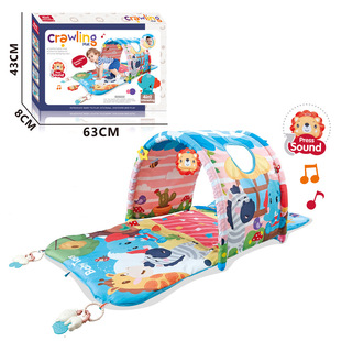 Cross border hot selling baby crawling mat fitness rack 4 in 1 tunnel game blanket with music baby fence toy wholesale