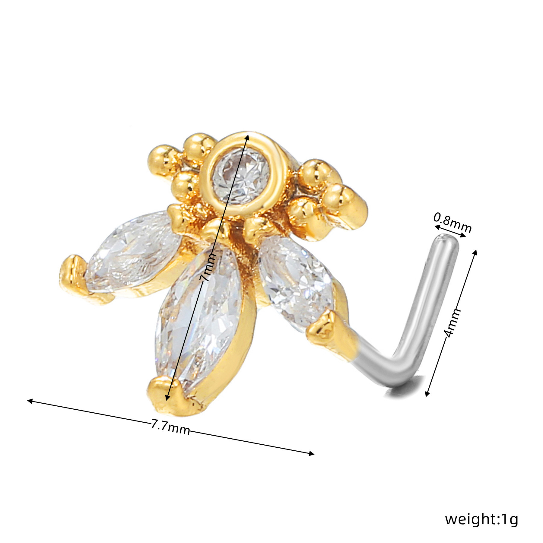 Fashion Geometric Copper Plating Zircon Nose studs 1 Piece