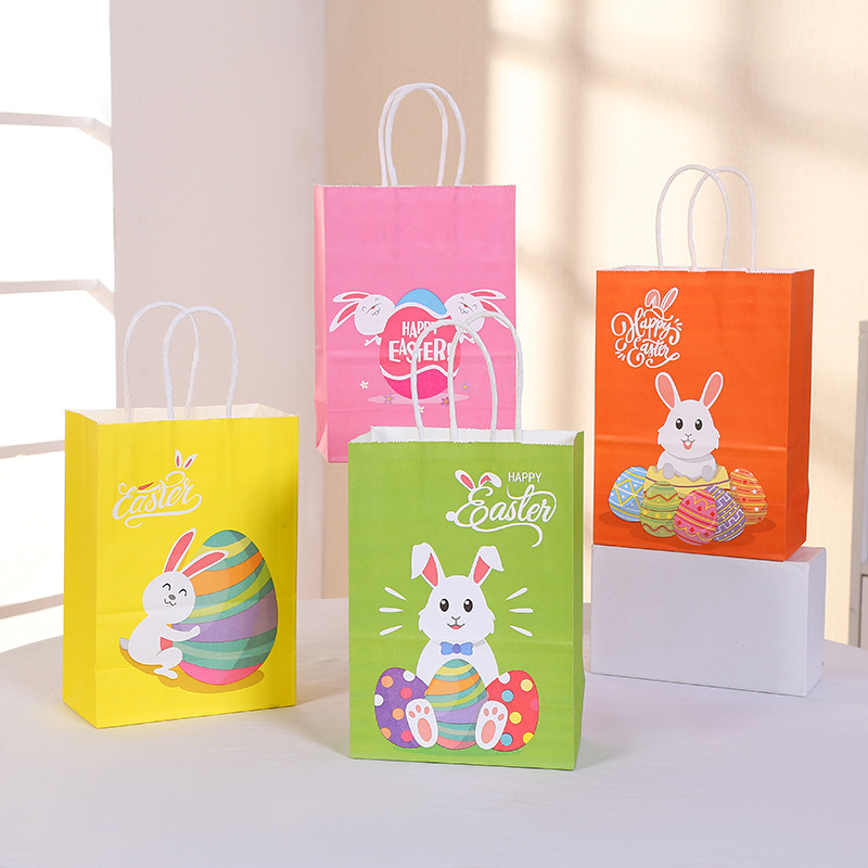 Bolsa de regalo temática de Pascua Cartoon Rabbit Resurrection Egg Paper Bag Bag Party Handheld Gift Bag image 1