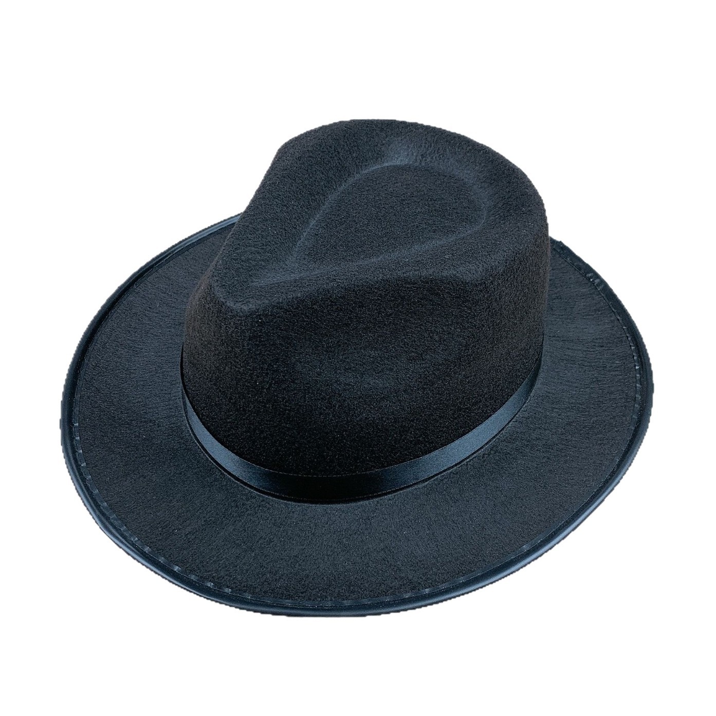 Sombrero de jazz personalizado de fábrica Sombrero de copa de color sólido de fieltro de estilo británico para hombres y mujeres Sombrero para el sol rizado para parejas