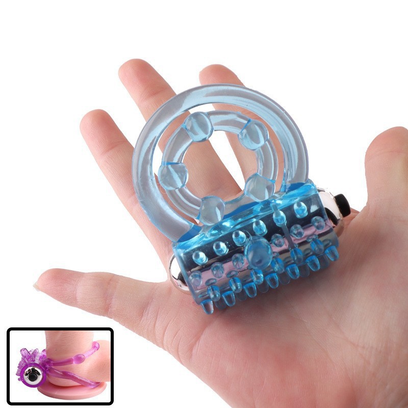 Concentric Double-Ring Vibrating Cock Ring, Textured TPE Delay Ring for Men — detail image 4