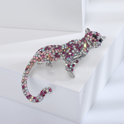 European and American retro rhinestone animal brooch men's suit cheetah pin accessories fashion corsage jewelry wholesale