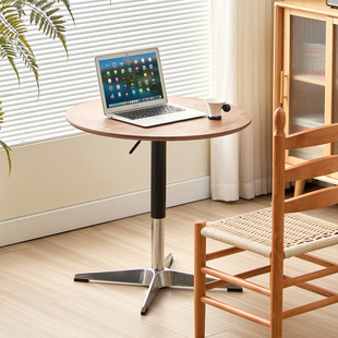 Nordic Solid Wood Coffee Table for Small Apartments, Removable Lifting Tea Table, Simple Walnut Lifting Round Small Dining Table