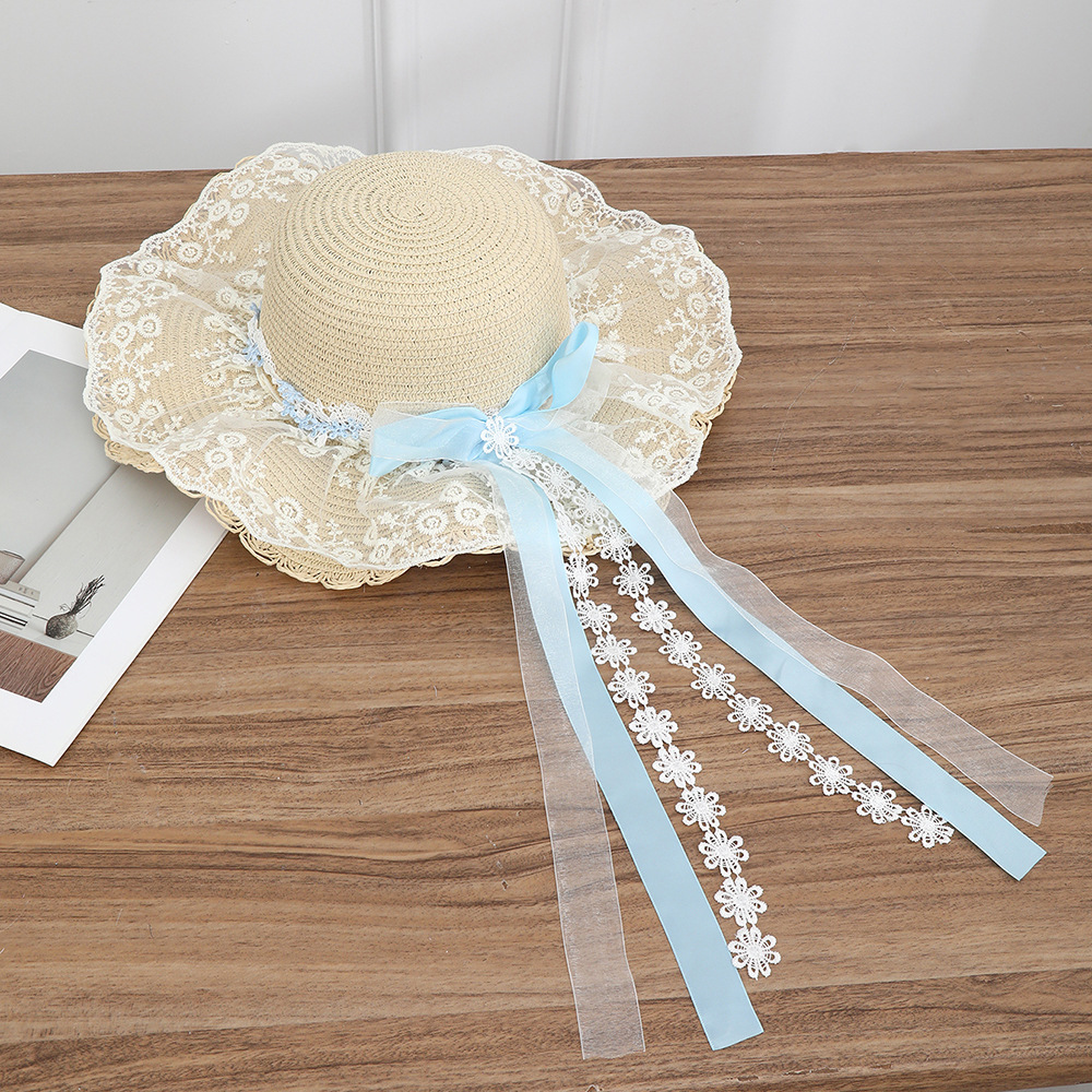 Sombrero paja ala ancha con lazo verano