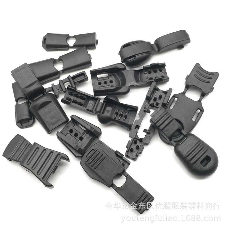 批发文件袋塑料尾夹 箱包配件PP绳尼龙绳夹 收紧绳调节止滑扣