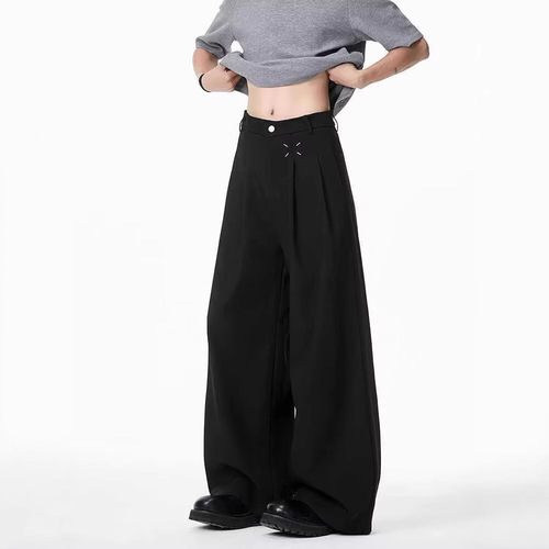 American Cleanfit Black Men's Spring and Summer Straight Leg Loose Drop Comfort Casual High-end Wide Leg Pants