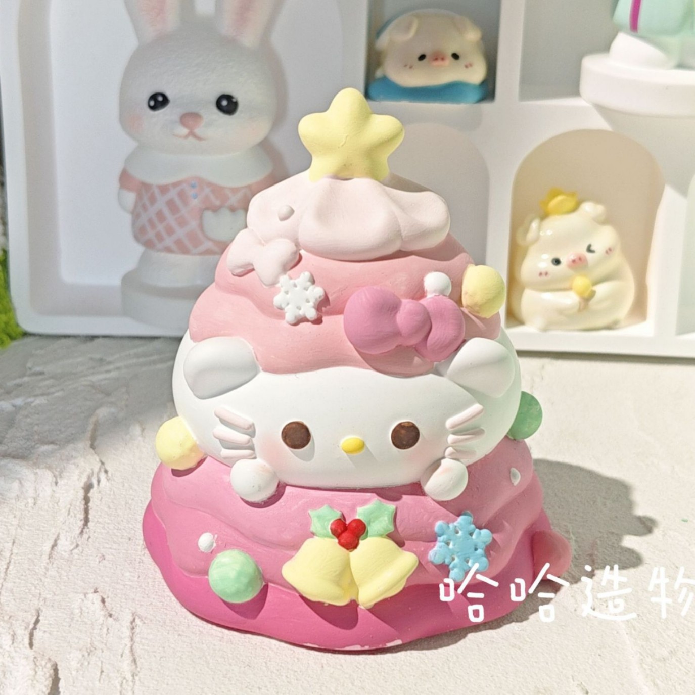 크리스마스 트리 키티 흰색 배아는 색칠해야합니다 [9cm]