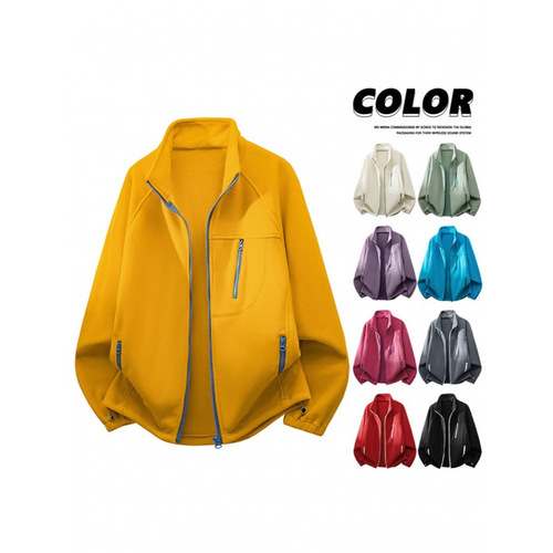 Fleece jacket for men, lined and thickened, warm stand-up collar open sweater, casual hoodie, autumn and winter outdoor home, cold-resistant, polar fleece