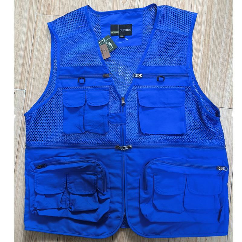Chaleco de malla para hombre, verano al aire libre de secado rápido, gasa hueca delgada, chaleco de fotografía de múltiples bolsillos, más hipertrofia