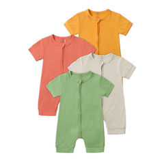 Cross-border wholesale bamboo fiber baby clothes zipper onesie with photo printing crawling suit direct supply from manufacturer
