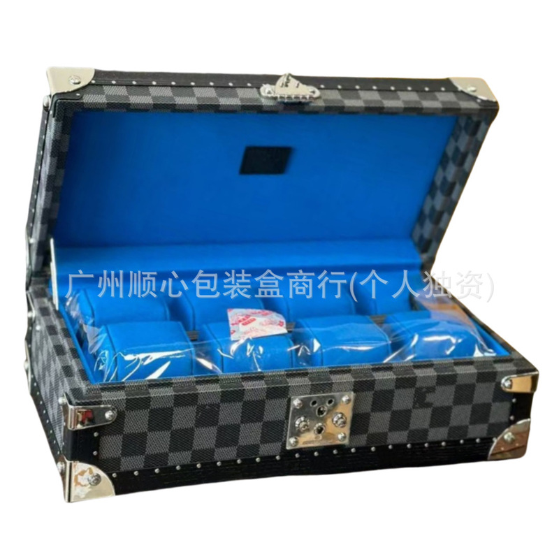Lujia 時計ボックス老眼黒花時計収納ボックス中古ハイエンドディスプレイボックス黒格子 8 桁ジュエリーボックスハードボックス|undefined