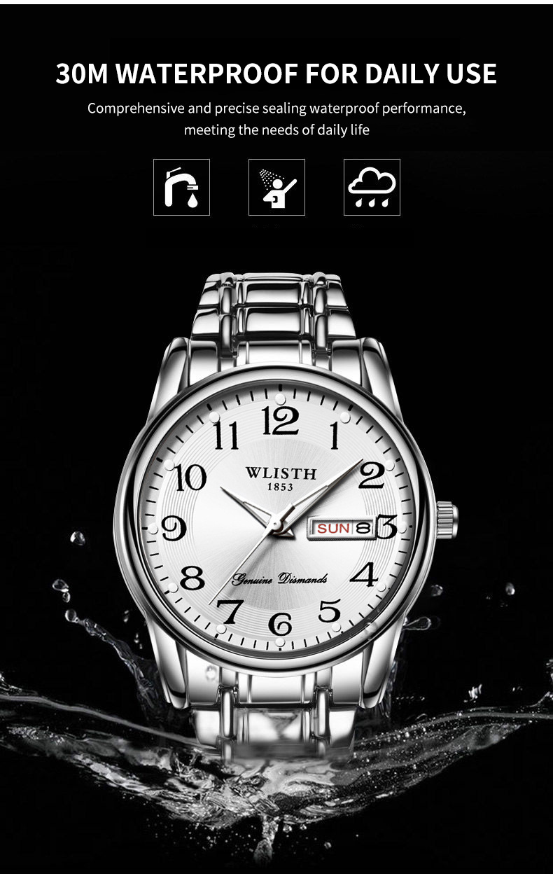 WLISTH men's watch, waterproof, digital, calendar