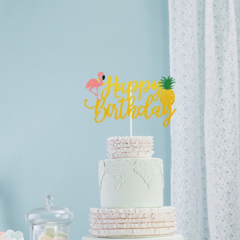 Suministro directo de fábrica de decoración de pastel de fiesta de cumpleaños hawaiano inserción de tarjeta de inserción de regalo de bebé complemento de cumpleaños gran inserción