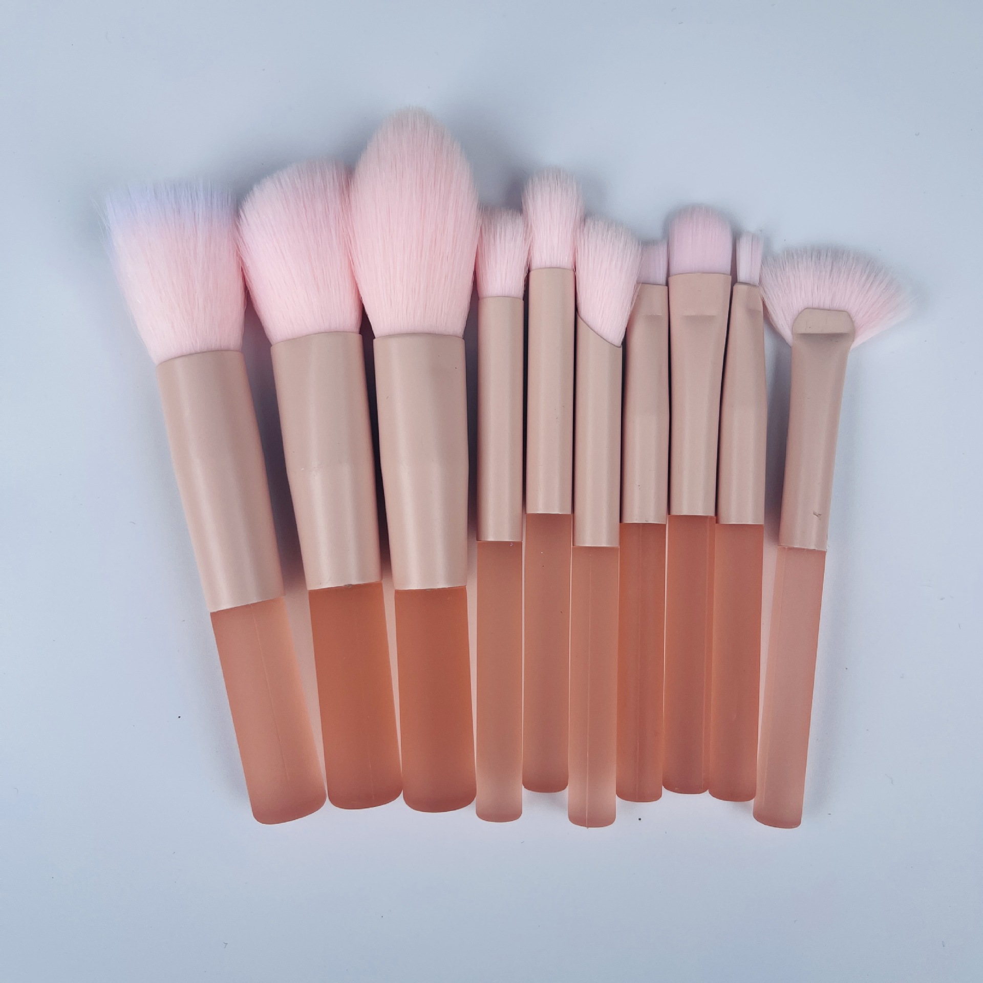 10 mini melocotón Rosa pinceles de maquillaje traje principiante se ruboriza cepillo suelto portátil herramientas de belleza cepillo conjunto