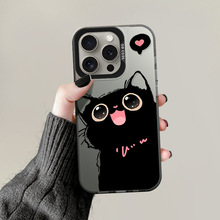 猫咪iphone17苹果15promax小黑猫手机壳14防摔保护套13彩银11