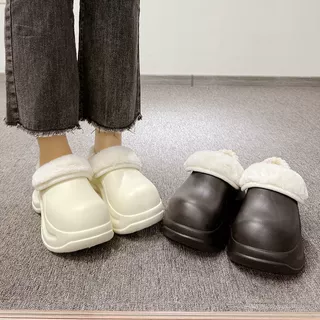 毛毛拖鞋女士秋冬季加绒保暖外穿居家室内防滑加绒软底踩屎感棉鞋