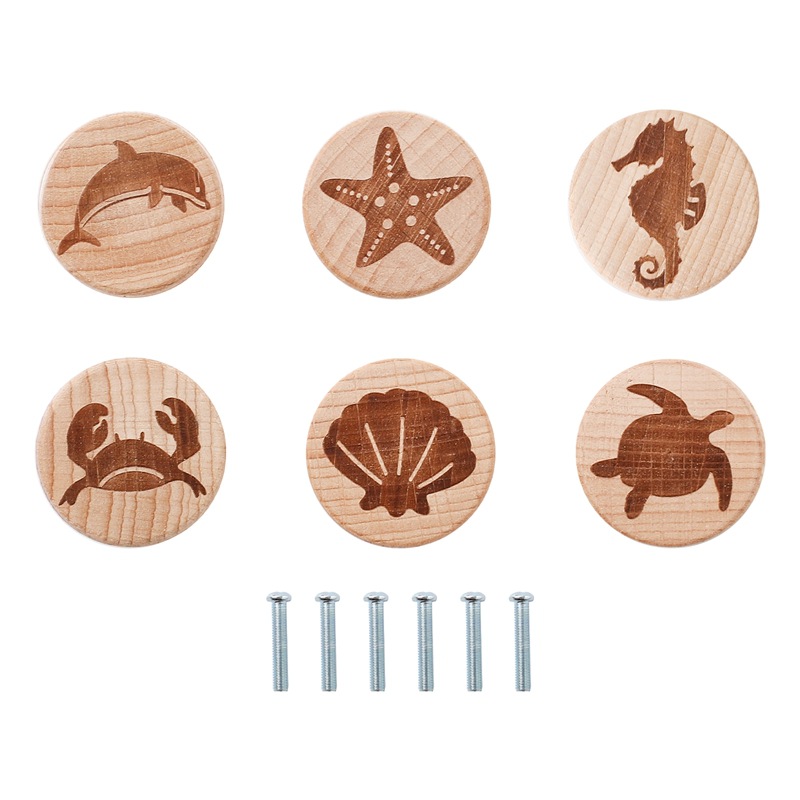 Amazon Cross-border retro animal impresión cajón manija madera mejoras para el hogar accesorios escritorio cajón juego de perillas