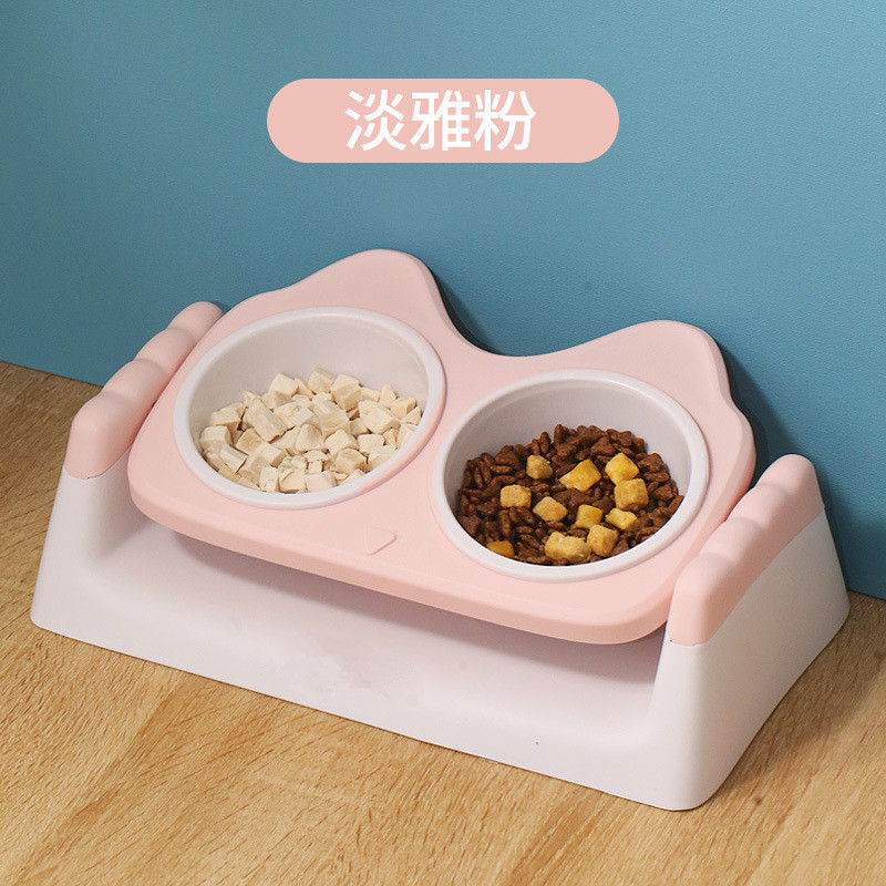 Tazón de gato tazón de comida para gatos tazón de perro de ángulo ajustable tazón de perro tazón de gato tazón doble tazón de protección de la columna cervical perro vajilla en stock al por mayor
