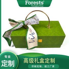 新款中秋月饼礼盒高档4个6个装定制金属提手质感可加丝带翻盖礼盒