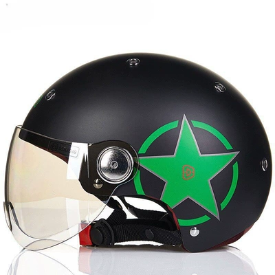 Women, Universal for All Seasons, Half Motosiklet dəbilqələri - s-sub-black-fluorescent-green-star-b103