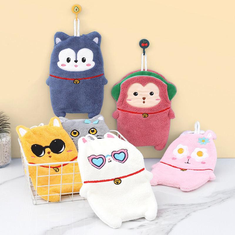 Hand Towel Hanging Cute Hand Towel Children's Hand Towel Bathroom Handkerchief Kitchen Wipe Cloth 