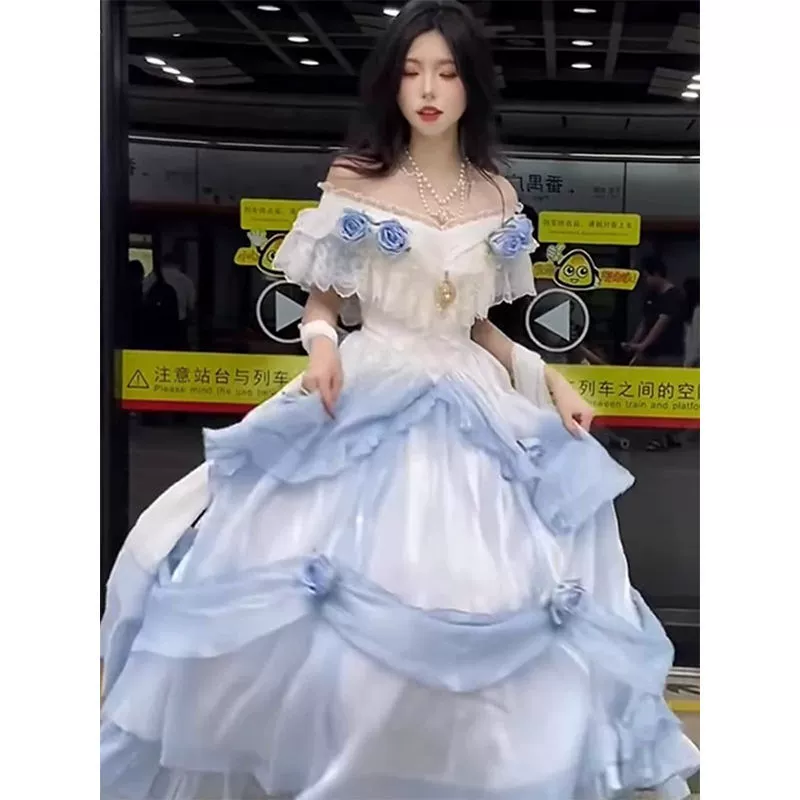 Элегантное ретро-платье в стиле лолита с классическими элементами, градиентный цвет, платье принцессы в стиле лолита Tana Manor