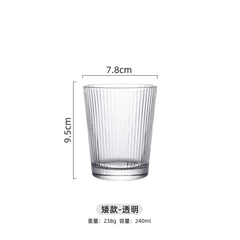 耐高温日本式ガラスストライプカップ耐熱ins風カップビールジュースカップ家庭用コーヒーカップ