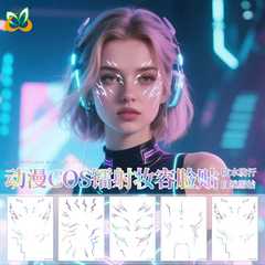 亚马逊现货猎魔女团鲁米镭射妆容脸贴恶魔猎人节日派对脸部纹身贴
