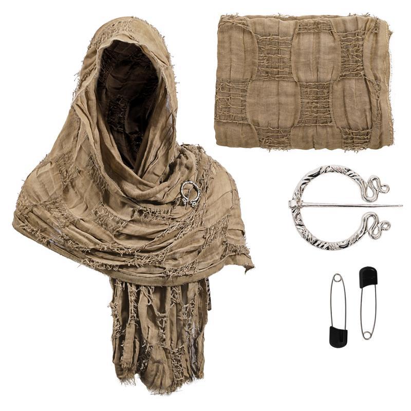 Distressed wasteland-style desert scarf, cape, shawl, cloak, head wrap, ruins cosplay, medieval