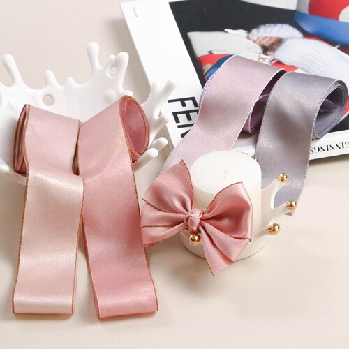 Japanese and Korean soft bronzing single-sided snow textile belt diy bow hairpin hair accessories hat straw hat gift box shoelaces