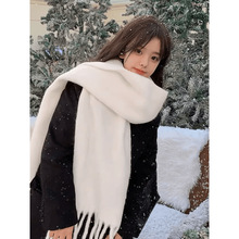 蓝色围巾女长款冬季新款保暖披肩雪天2025新款氛围感情侣护颈围脖