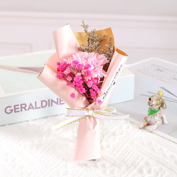 Pink carnations+lover grass+pink gold paper