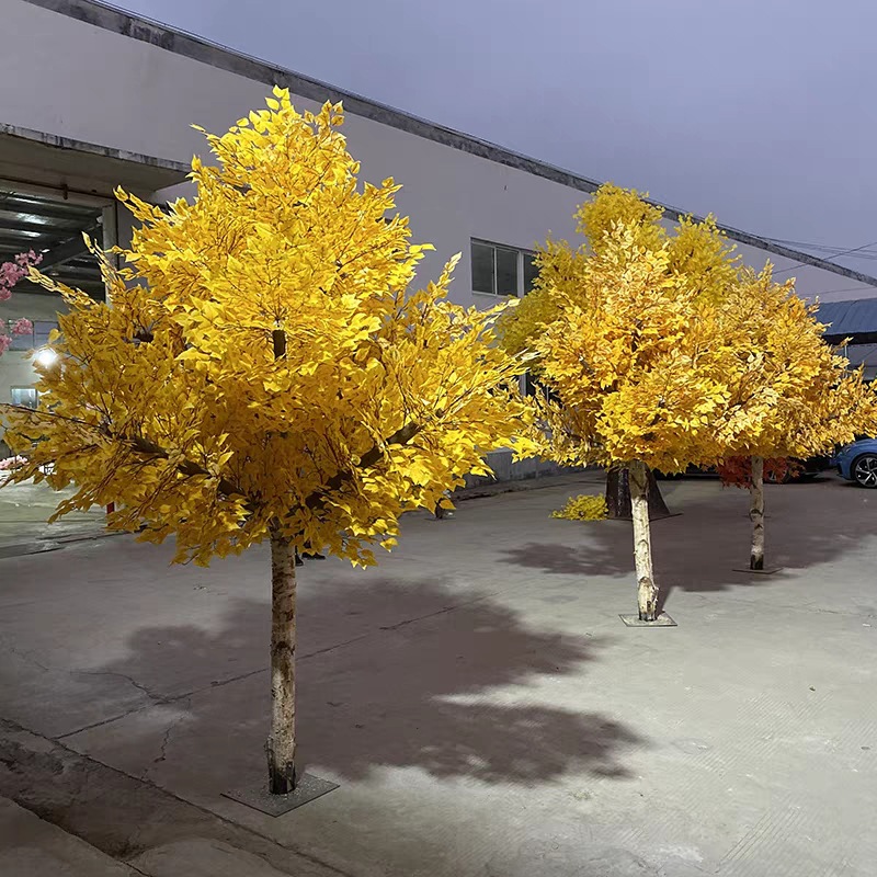 Simulación de abedul blanco Proyecto de paisajismo al aire libre Paisajismo FRP artificial Simulación de abedul blanco Árbol decorativo