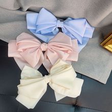 韩国进口缎面多层手工轻奢蝴蝶结发夹顶夹弹簧夹复古气质高级发卡