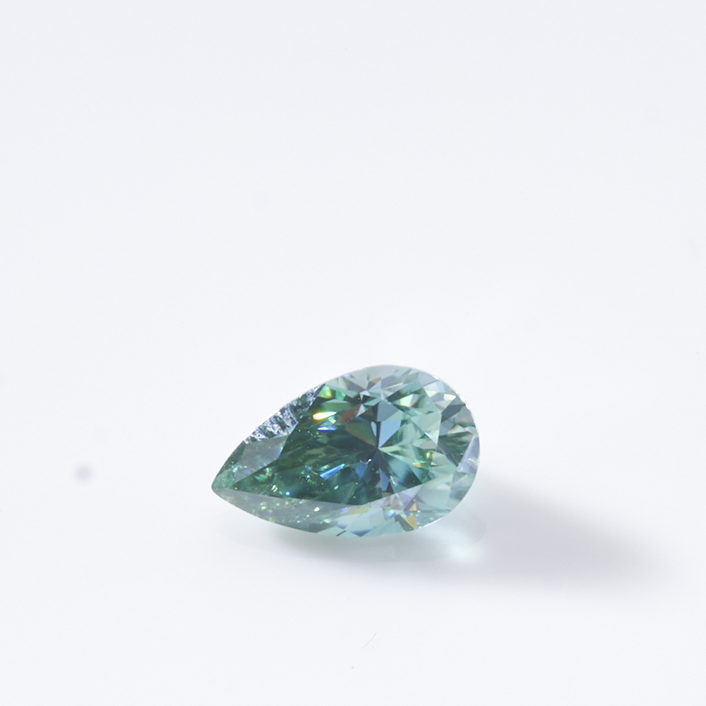 Peras / gotas de agua color azul-verde Moissanite con certificado de cintura tamaño tarjeta de plata negra / joyería de oro K