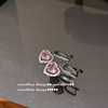 Earrings for princess, zirconium heart-shaped, with gem, 750 sample gold