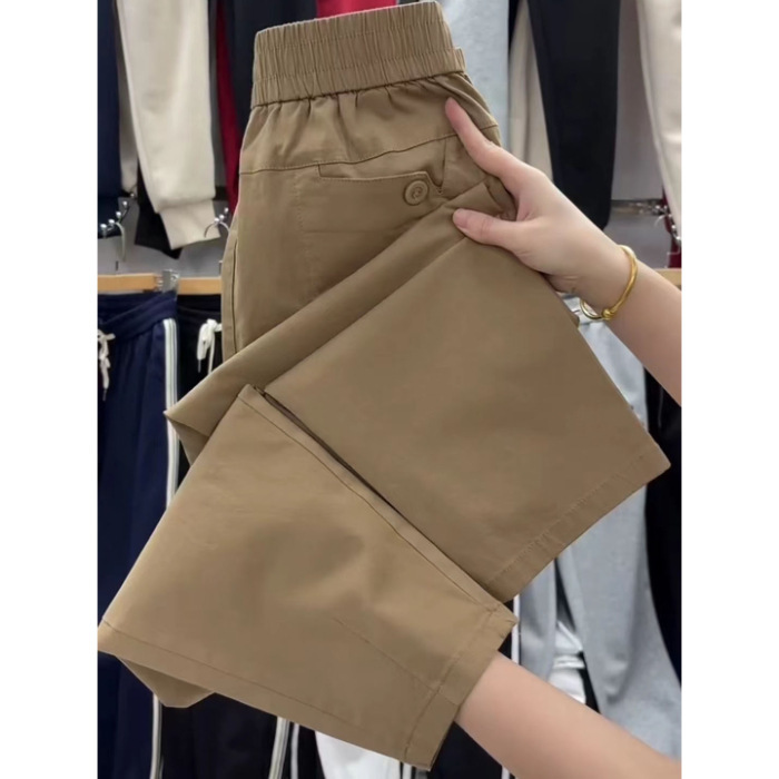 ヨーロッパの商品の夏の薄いタイプの9分のズボンの女性の新型の高弾性の綿のゆったりしている腰のハーレムのズボンの百合はやせているおばあさんのズボンを現します。|undefined