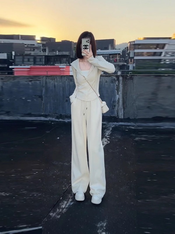 大码春秋季时尚洋气高级感显瘦两件套女连帽卫衣休闲运动套装胖mm|undefined