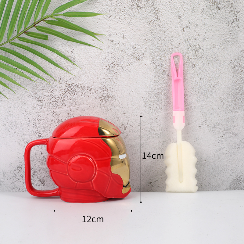 Cerámica transfronteriza Marvel Cup Iron Man con cubierta con cuchara taza Deadpool Thanos taza de agua tendencia de personalidad