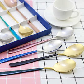 韩式不锈钢304餐具勺子套装送礼家用调羹6支整套批发加印礼品套装