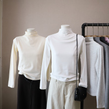 [比正]2025秋冬新款韩版半高领简约净版显瘦百搭抓绒打底衫女5362