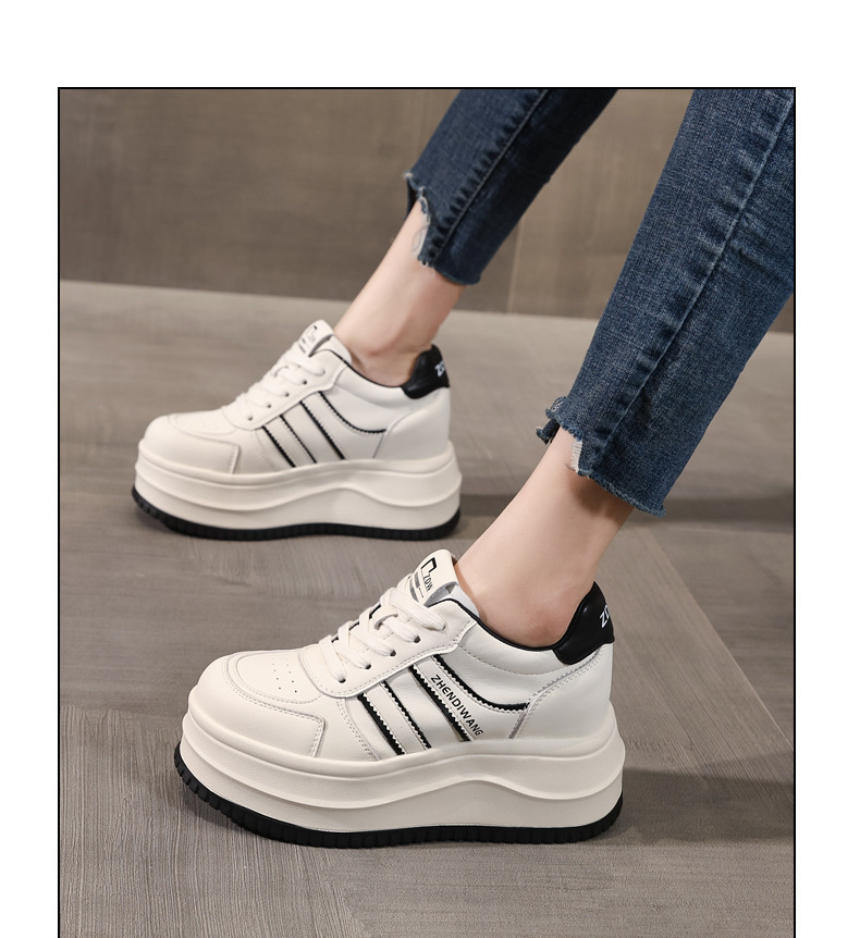 Giày sneaker nữ chunky đế dày phong cách Hàn Quốc, tăng chiều cao, màu trắng basic — màu trắng chi tiết 12