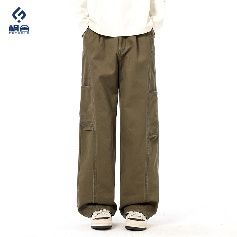 Popular Men's Clothing / 2026 Spring New Men's Multi-Pocket Cargo Pants American-Style Loose Casual Straight-Leg Trousers